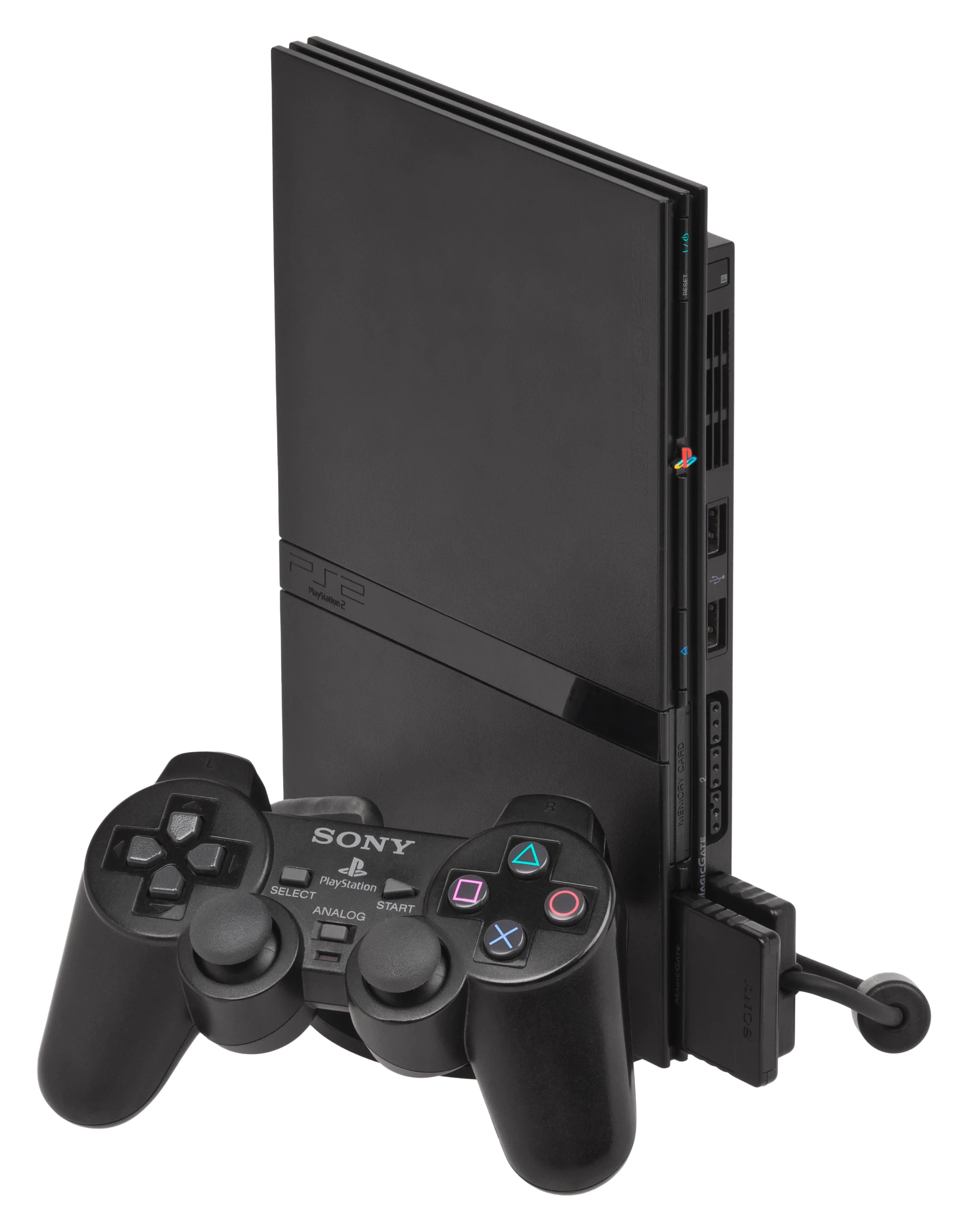 İnce (slim) model PlayStation 2 ve hafıza kartı
